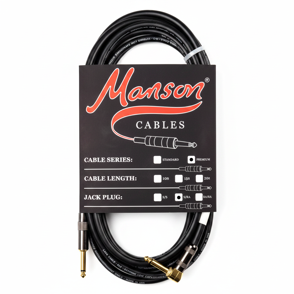 Manson Premium Instrument Cable Straight to Right Angle